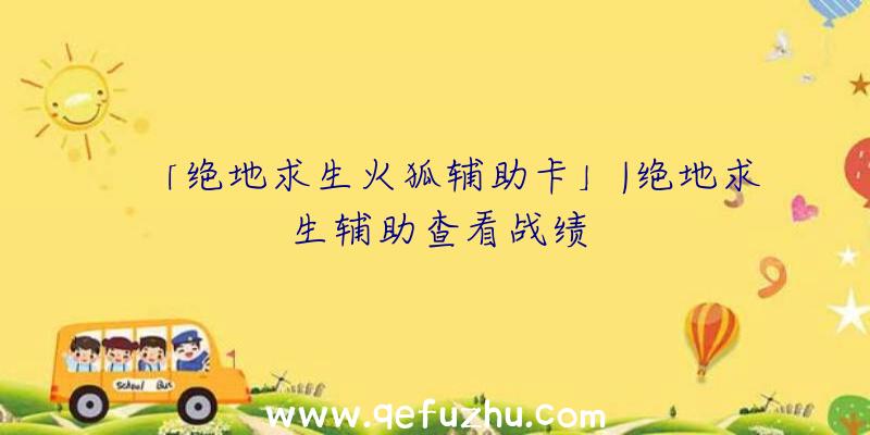 「绝地求生火狐辅助卡」|绝地求生辅助查看战绩